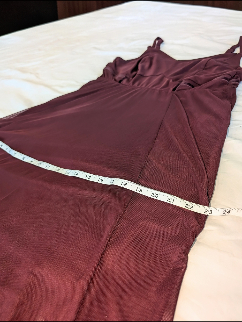 Size 1 Torrid Burgundy Mesh Bustier Maxi Dress - Picture 7 of 8
